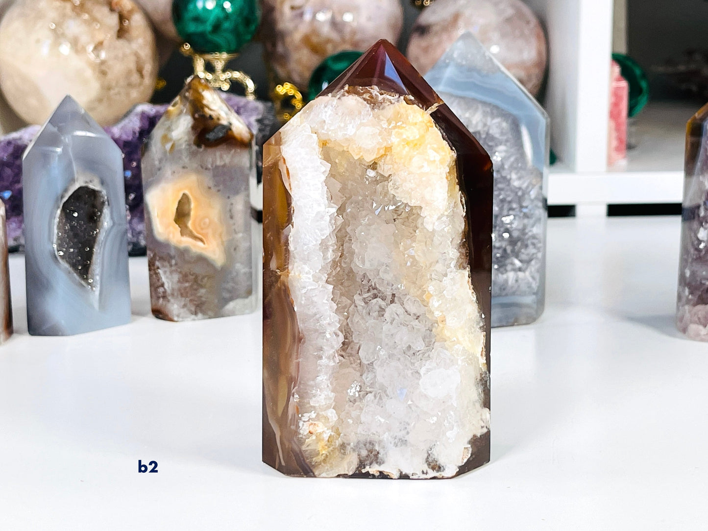 Super Extra Quality Agate Druzy Tower Point