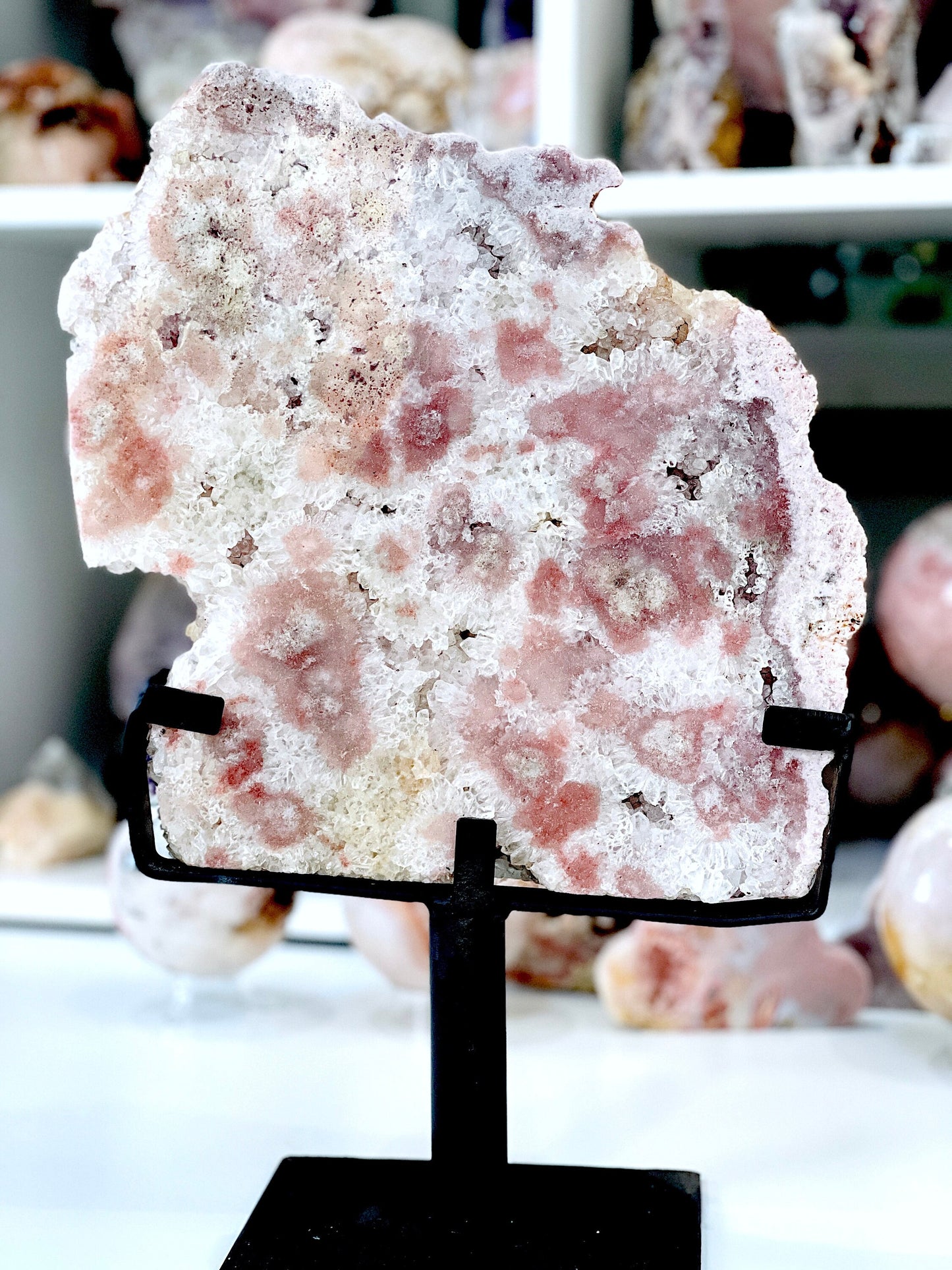 Pink Amethyst, 5.9kg Pink Amethyst Slab on Stands,  Amazing Pink Amethyst Druzy Slabs, Natural Pink Amethyst on Stand, Crystal Gift,