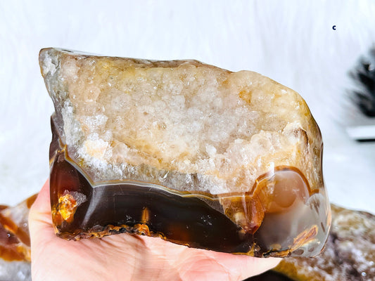 Large Agate Geode on metal stand