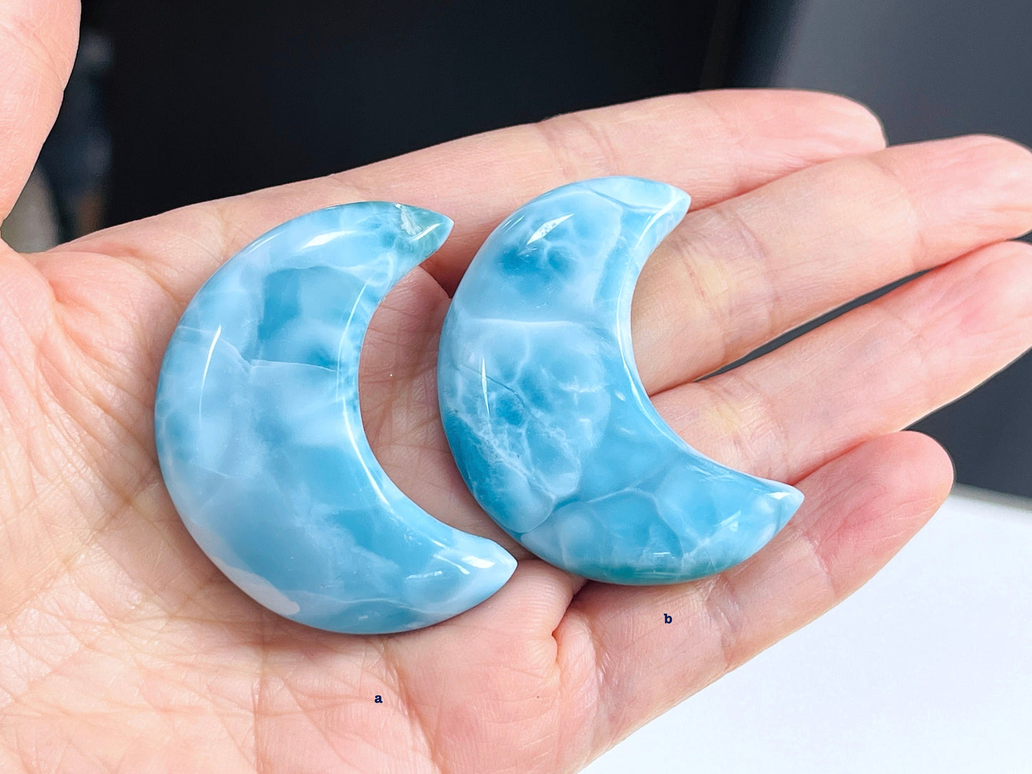 Larimar Crescent, AAA+ Grade Natural Larimar half Moon, Large Larimar Crescent, High Quality Larimar, Larimar Jewellery DIY, Crystal Gift