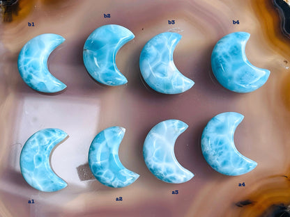 Larimar Crescent, AAA+ Grade Natural Larimar half Moon, 31-34mm Larimar Crescent, High Quality Larimar, Larimar Jewellery DIY, Crystal Gift