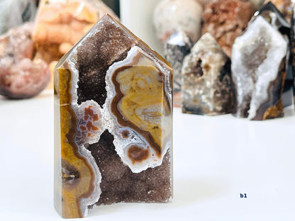 Druzy Agate with Jasper Tower