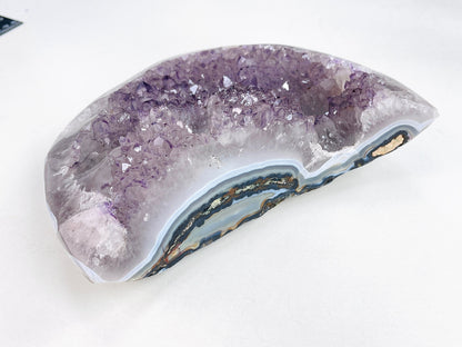 XXL Druzy Amethyst and Agate Crescent Moon