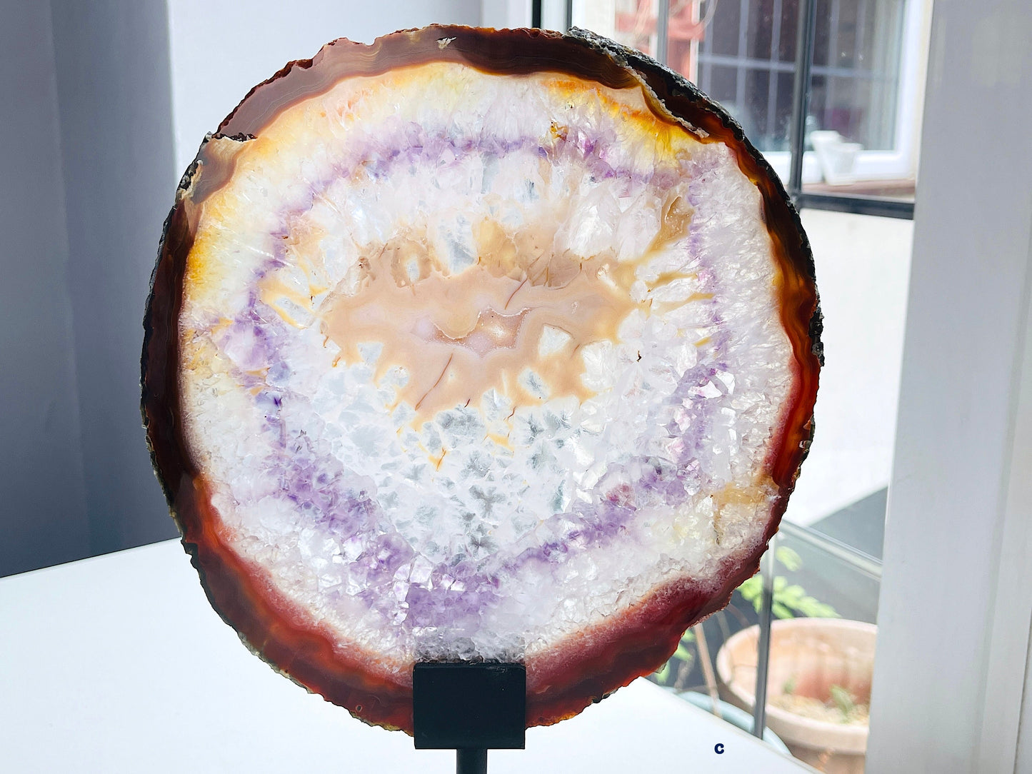 Super Special Agate Slice on metal stand