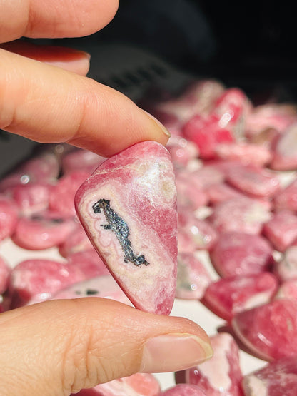 Rhodochrosite Tumbled Stone, Jumbo Argentina Banded Rhodochrosite Crystal, Rhodochrosite from Argentina, Pink Rhodochrosite