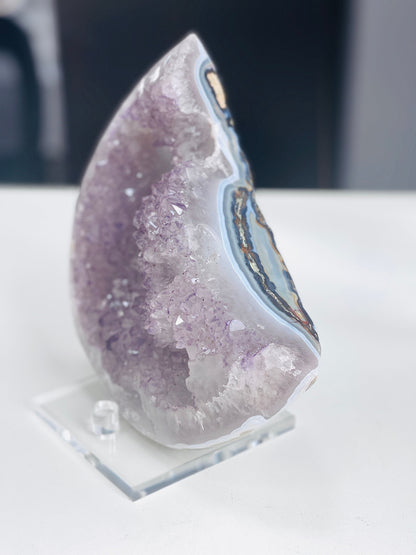 XXL Druzy Amethyst and Agate Crescent Moon