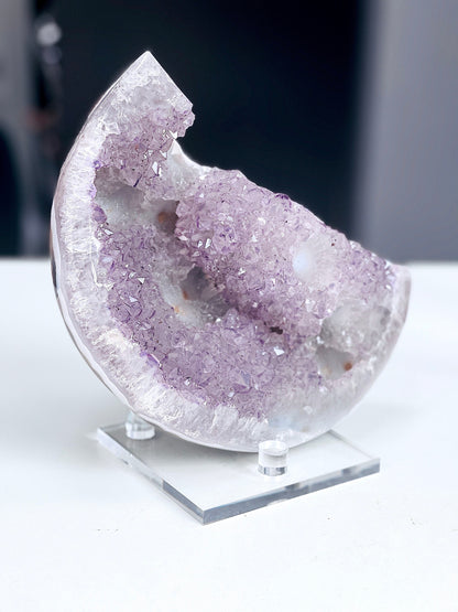 XXL Druzy Amethyst and Agate Crescent Moon