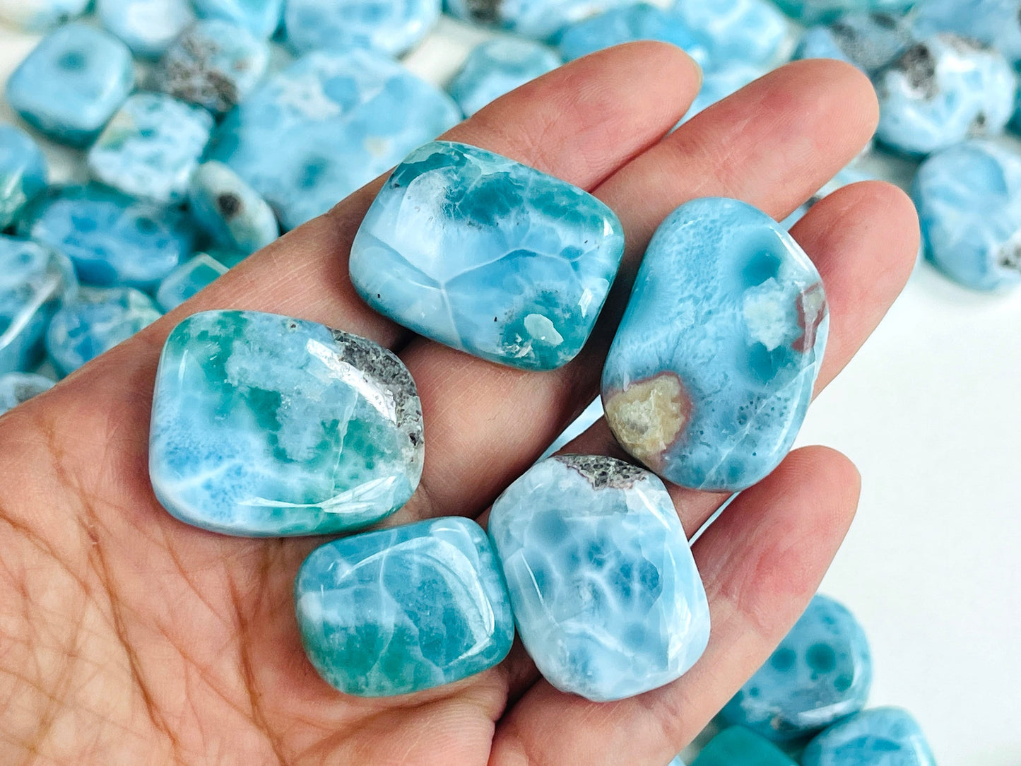 Larimar Tumble Stone, High Grade Polished Larimar, Larimar Tumble, High Quality Larimar Tumble, Larimar Jewellery DIY, Crystal Gift