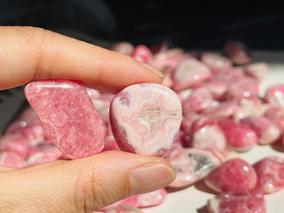 Rhodochrosite Tumbled Stone, Jumbo Argentina Banded Rhodochrosite Crystal, Rhodochrosite from Argentina, Pink Rhodochrosite