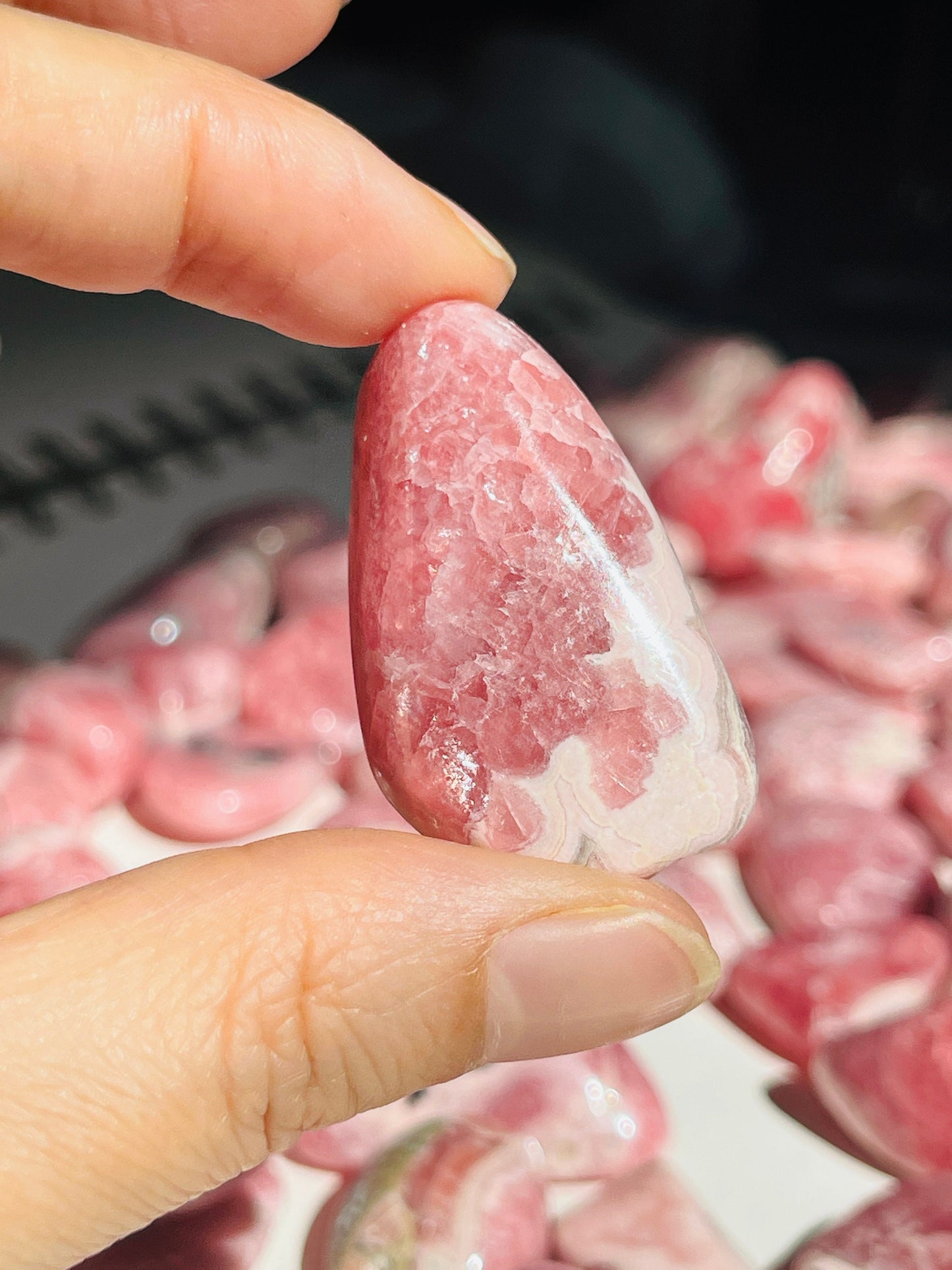 Rhodochrosite Tumbled Stone, Jumbo Argentina Banded Rhodochrosite Crystal, Rhodochrosite from Argentina, Pink Rhodochrosite