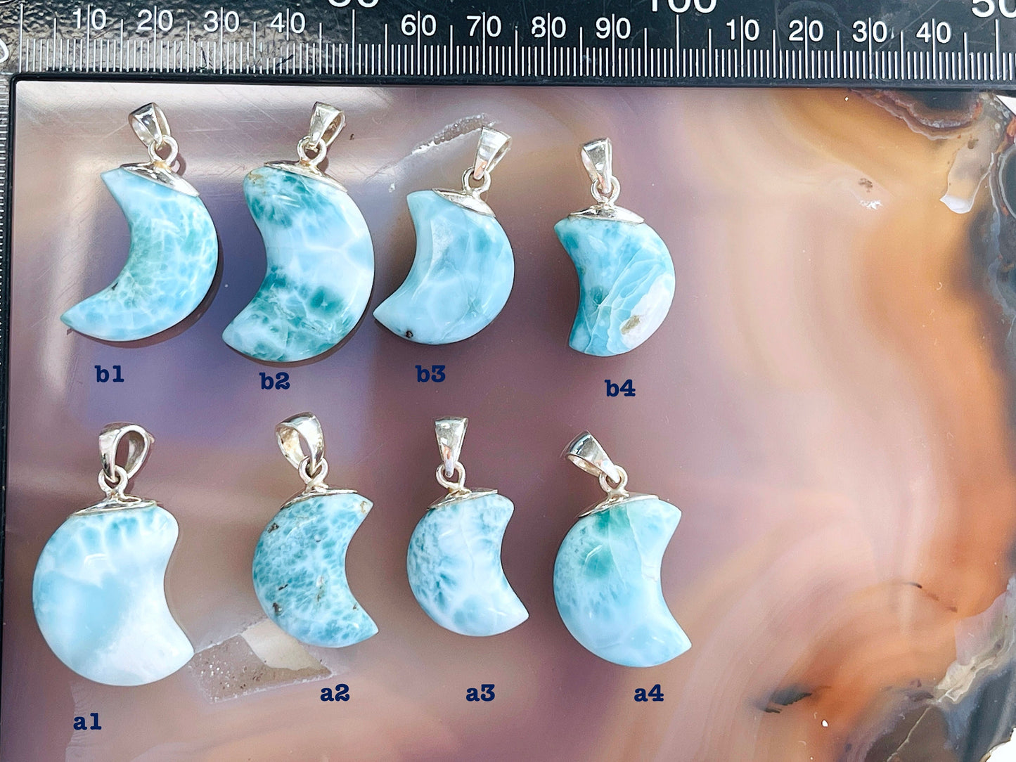 Larimar Moon Pendant, Large AAA+ Grade Natural Larimar Moon 925 Silver Pendant , High Quality Larimar, Larimar Jewellery DIY, Crystal Gift