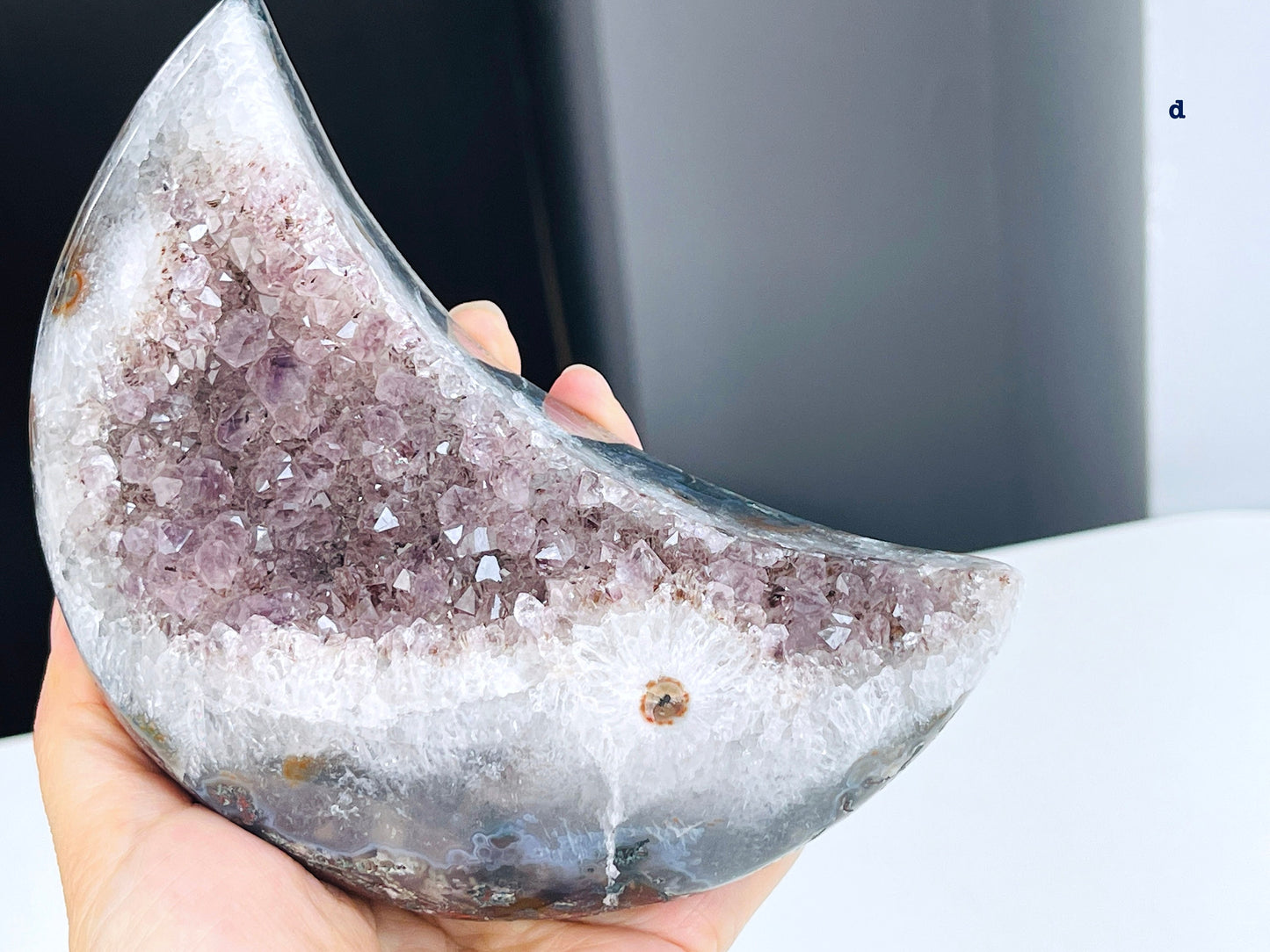 Unique Druzy Agate Geode Moon