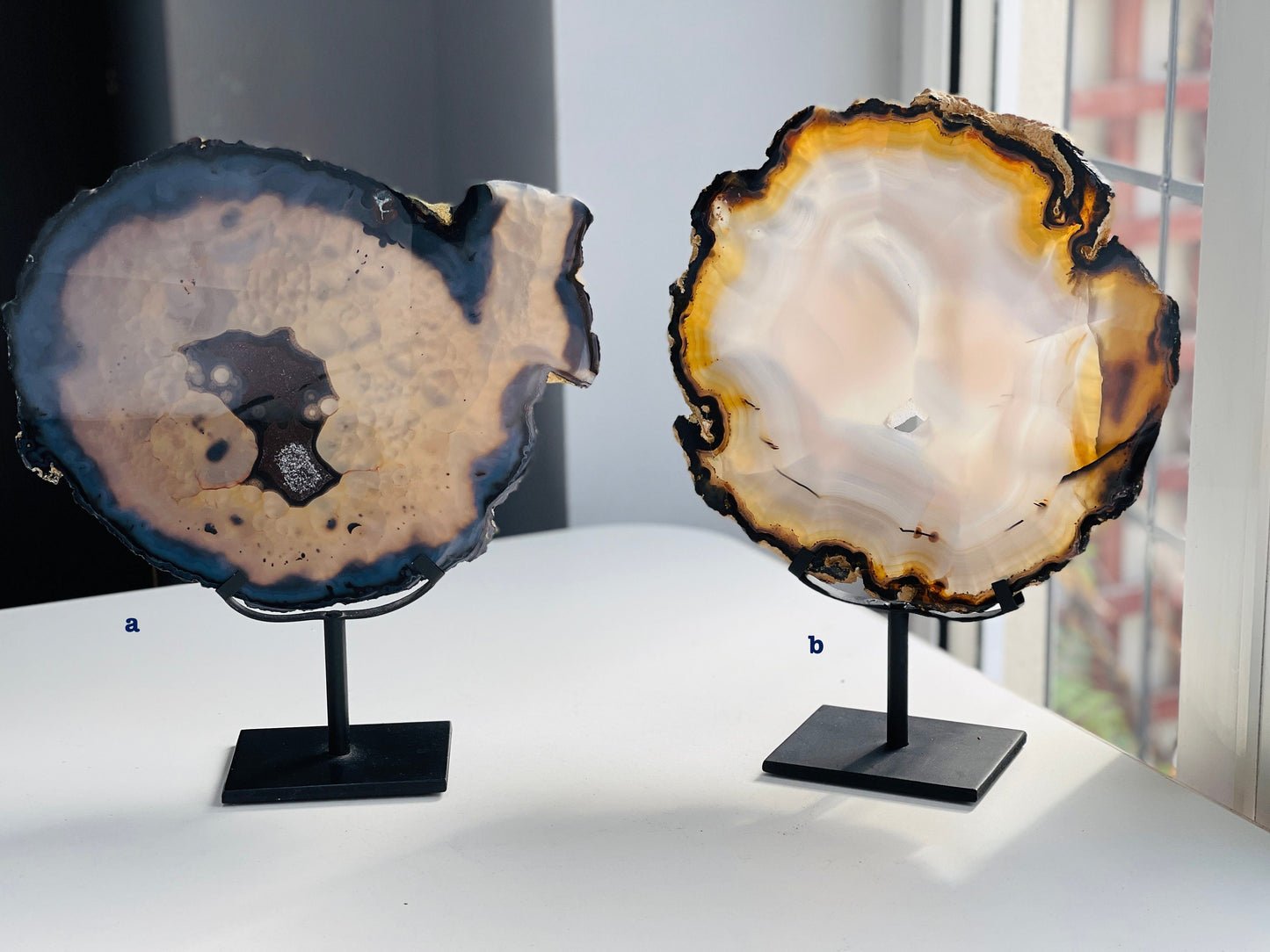 Premium Quality Brazilian Agate Slice on metal stand