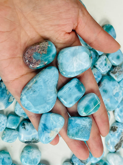 Larimar Tumble Stone, High Grade Polished Larimar, Larimar Tumble, High Quality Larimar Tumble, Larimar Jewellery DIY, Crystal Gift