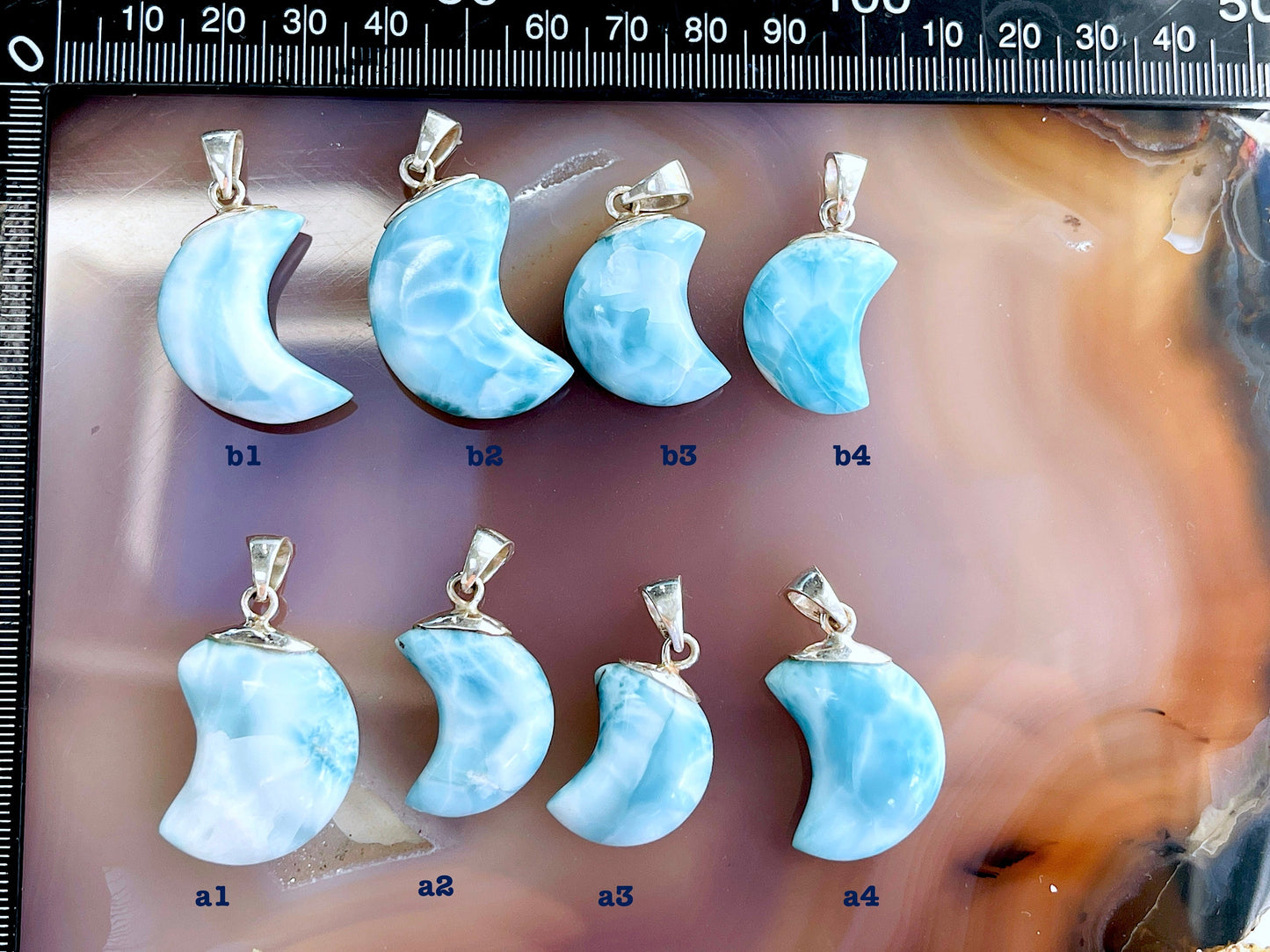 Larimar Moon Pendant, Large AAA+ Grade Natural Larimar Moon 925 Silver Pendant , High Quality Larimar, Larimar Jewellery DIY, Crystal Gift