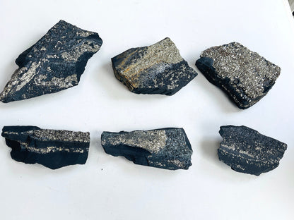 Shungite with Pyrite from Brazil, Natural Shungite, Natural Pyrite specimen, Crystal gift, Raw Shungite