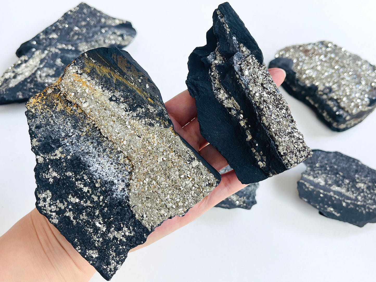 Shungite with Pyrite from Brazil, Natural Shungite, Natural Pyrite specimen, Crystal gift, Raw Shungite