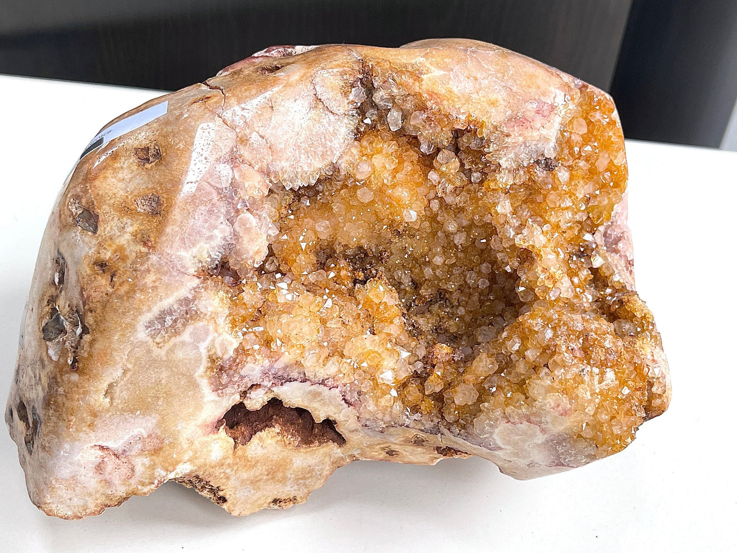 Pink Amethyst, 4.6kg Large Golden Pink Amethyst Freefrom, semi polished Pink Amethyst Freeform, Natural Druzy Pink Amethyst Display