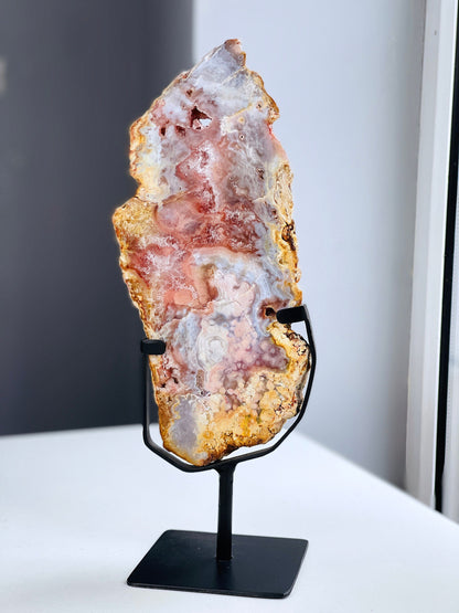 Pink Amethyst Slab on Stand, 11 inch + Large Double Sided Pink Amethyst Druzy Slabs, Pink Amethyst Crystal,Crystal Gift,Home decor,