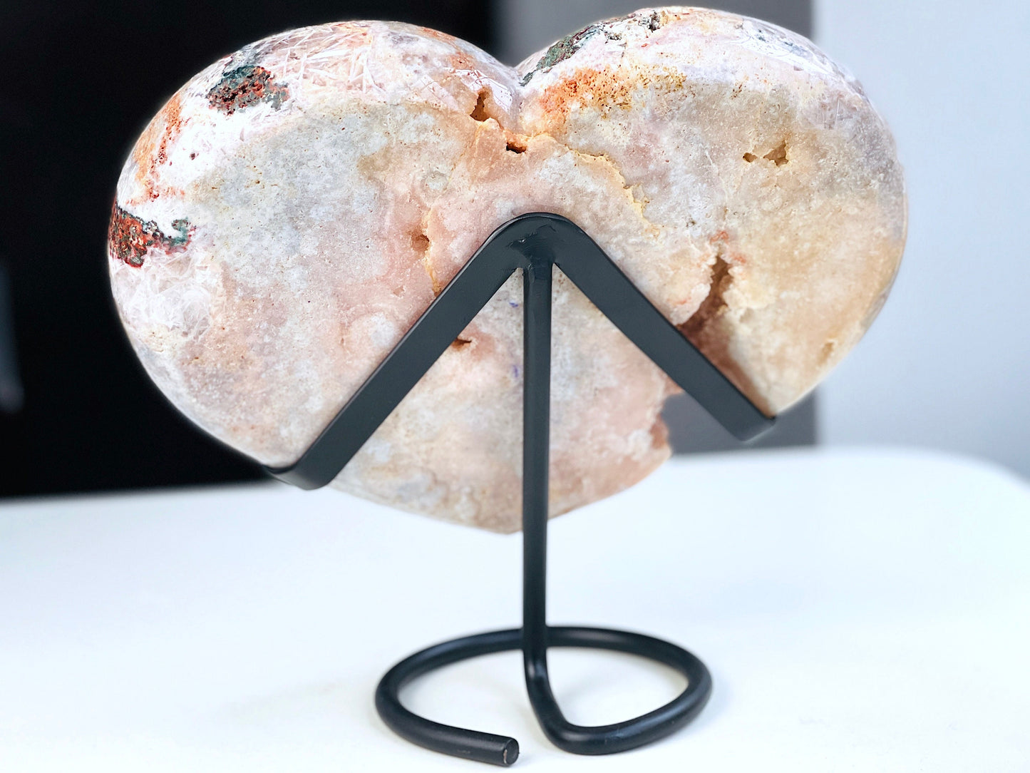 Pink Amethyst Heart, 5.4kg Statement Pink Amethyst Druzy Heart on Metal Stand, Pink Amethyst Crystal Heart, Crystal Heart, Crystal Gift,