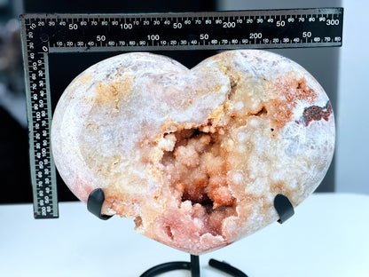 Pink Amethyst Heart, 5.4kg Statement Pink Amethyst Druzy Heart on Metal Stand, Pink Amethyst Crystal Heart, Crystal Heart, Crystal Gift,