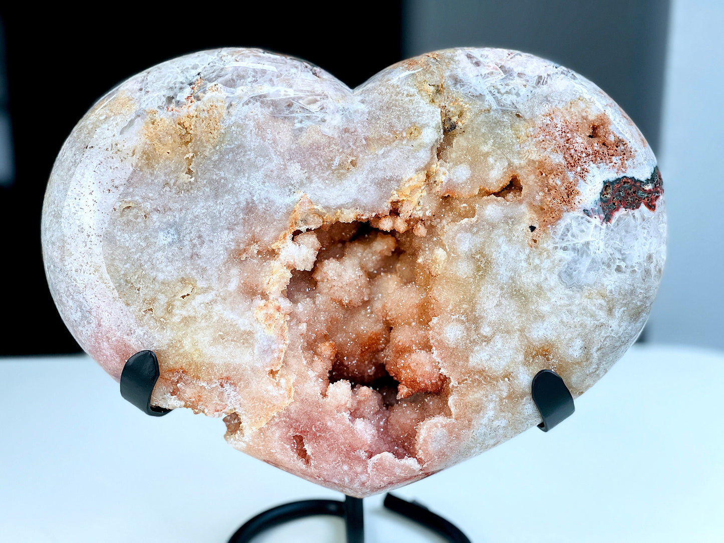 Pink Amethyst Heart, 5.4kg Statement Pink Amethyst Druzy Heart on Metal Stand, Pink Amethyst Crystal Heart, Crystal Heart, Crystal Gift,