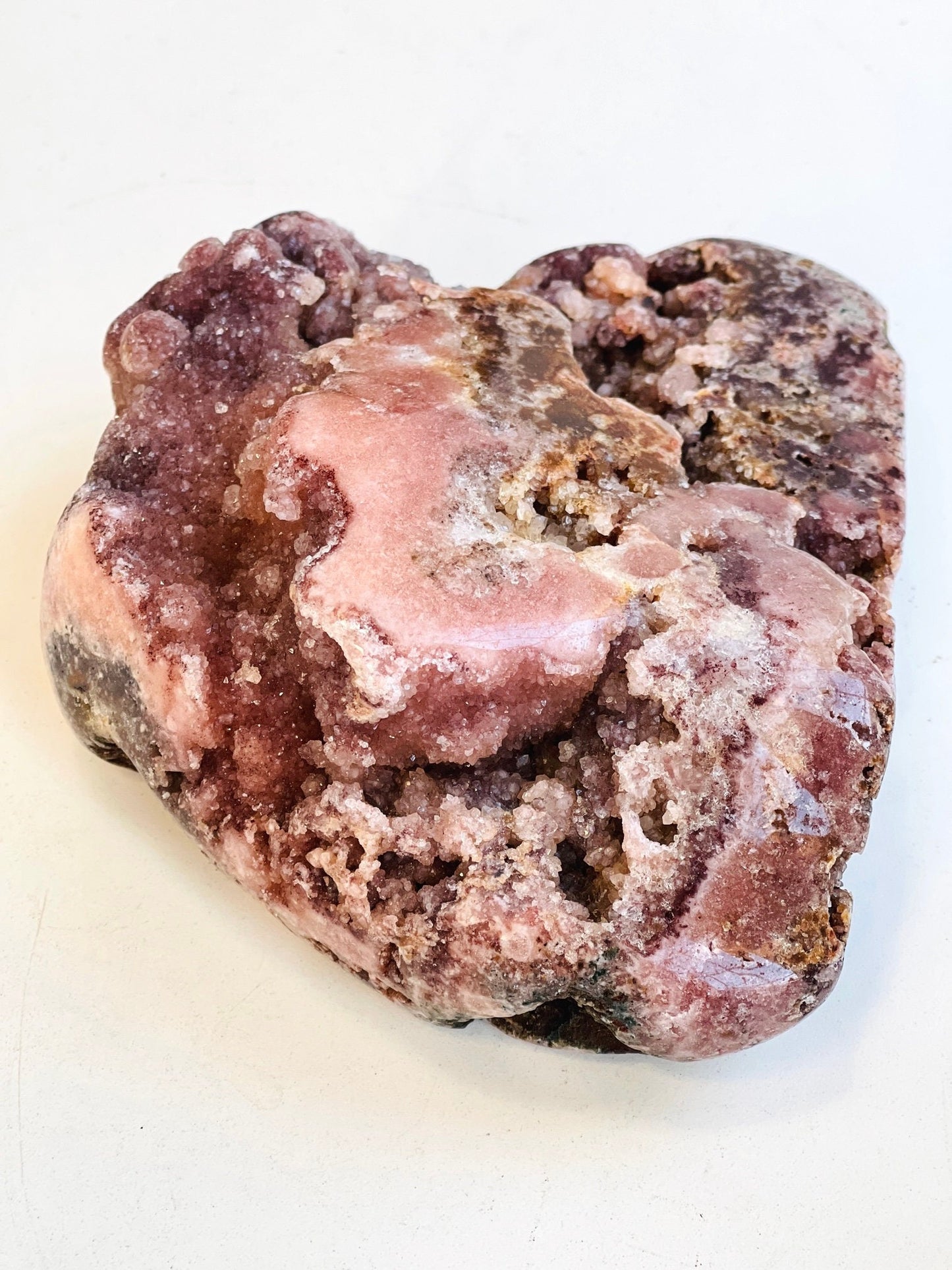 Pink Amethyst, 1.55kg Pink Amethyst Freefrom with Quartz Druzy, Pink Amethyst Stand, Pink Amethyst Crystal,Crystal Gift,Home decor