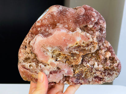 Pink Amethyst, 1.55kg Pink Amethyst Freefrom with Quartz Druzy, Pink Amethyst Stand, Pink Amethyst Crystal,Crystal Gift,Home decor