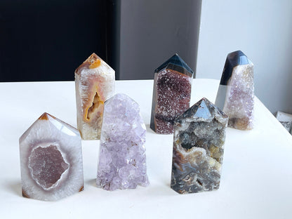 Agate Geode Tower, Premium Quality Agate Druzy Tower