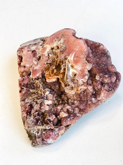 Pink Amethyst, 1.55kg Pink Amethyst Freefrom with Quartz Druzy, Pink Amethyst Stand, Pink Amethyst Crystal,Crystal Gift,Home decor