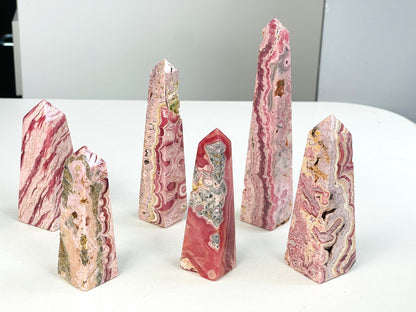 Rhodochrosite Tower, Argentina Rhodochrosite Towers, Super Special Rhodochrosite Points from Argentina, Pink Rhodochrosite,Crystal Gift P1