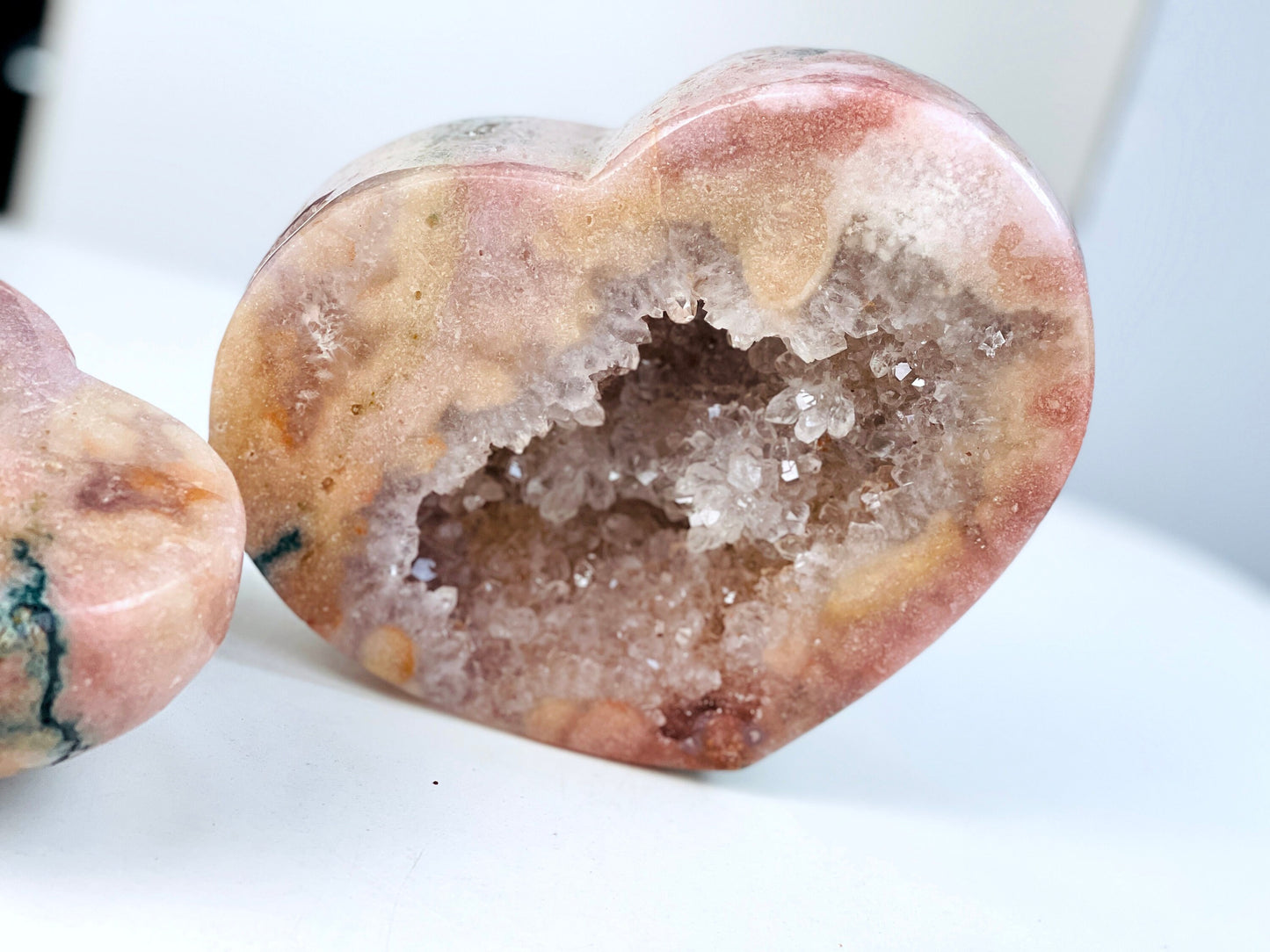 Pink Amethyst Crystal Heart, 3.5kg Super Extra Quality Paired Pink Amethyst Geode Heart Set, Crystal Gift, Wedding gift, Home Decor