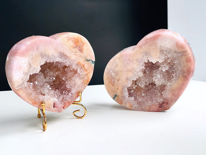 Pink Amethyst Crystal Heart, 3.5kg Super Extra Quality Paired Pink Amethyst Geode Heart Set, Crystal Gift, Wedding gift, Home Decor