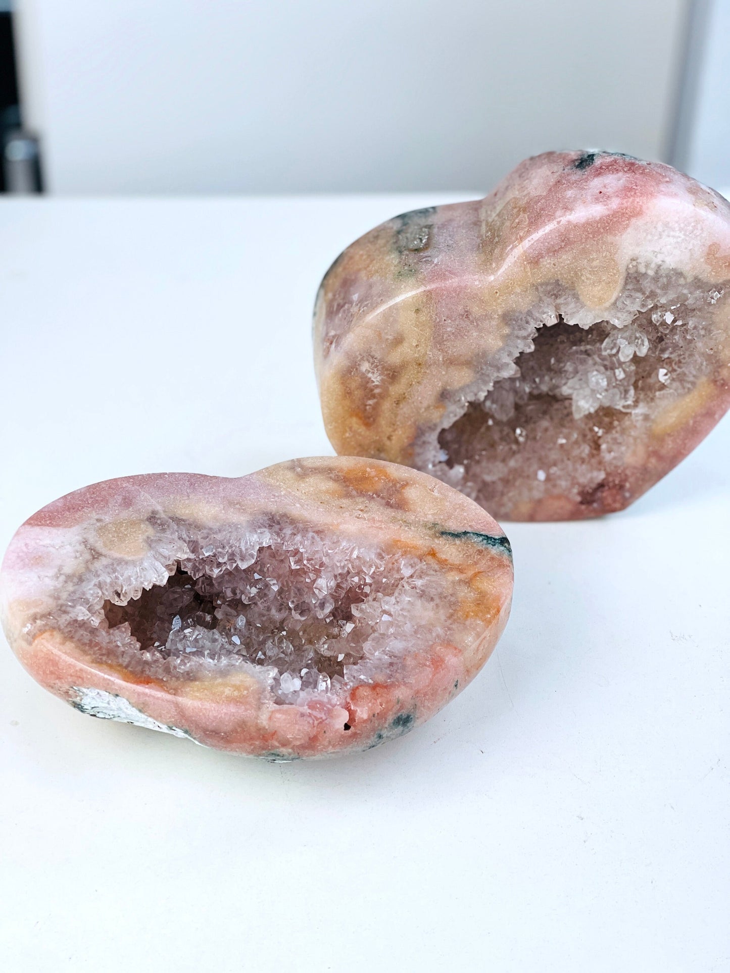 Pink Amethyst Crystal Heart, 3.5kg Super Extra Quality Paired Pink Amethyst Geode Heart Set, Crystal Gift, Wedding gift, Home Decor