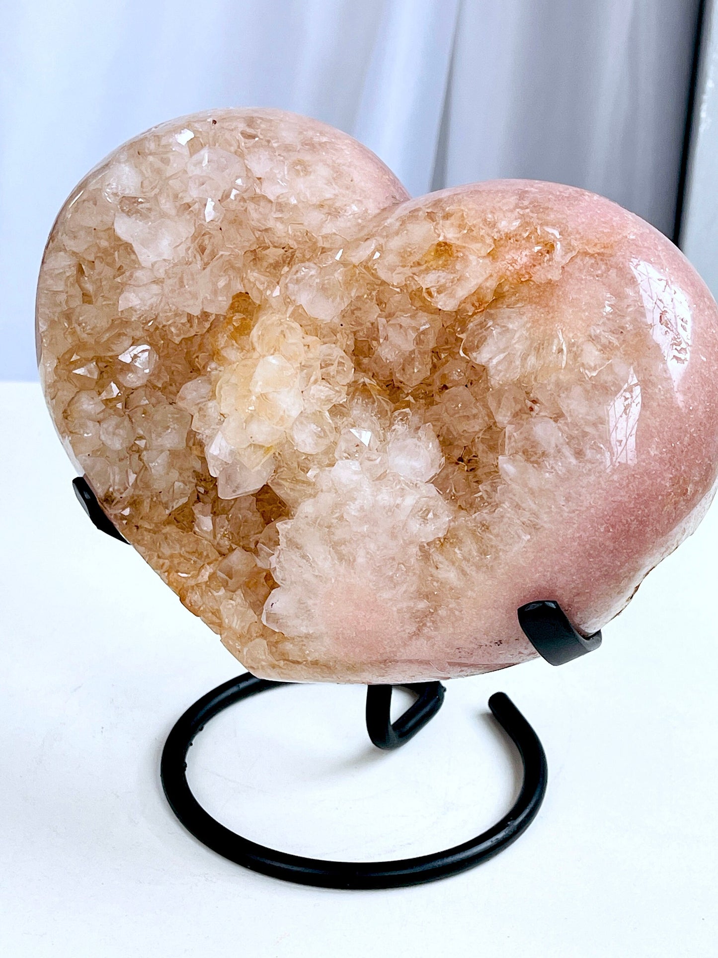 Pink Amethyst Heart, 2.2kg large Pink Amethyst Druzy Heart on Metal Stand, Pink Amethyst Crystal Heart,  Crystal Gift, Gift for her