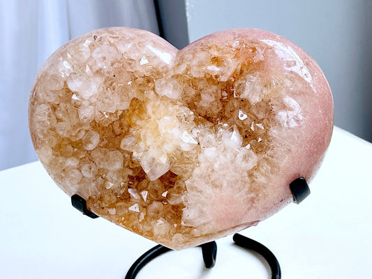 Pink Amethyst Heart, 2.2kg large Pink Amethyst Druzy Heart on Metal Stand, Pink Amethyst Crystal Heart,  Crystal Gift, Gift for her