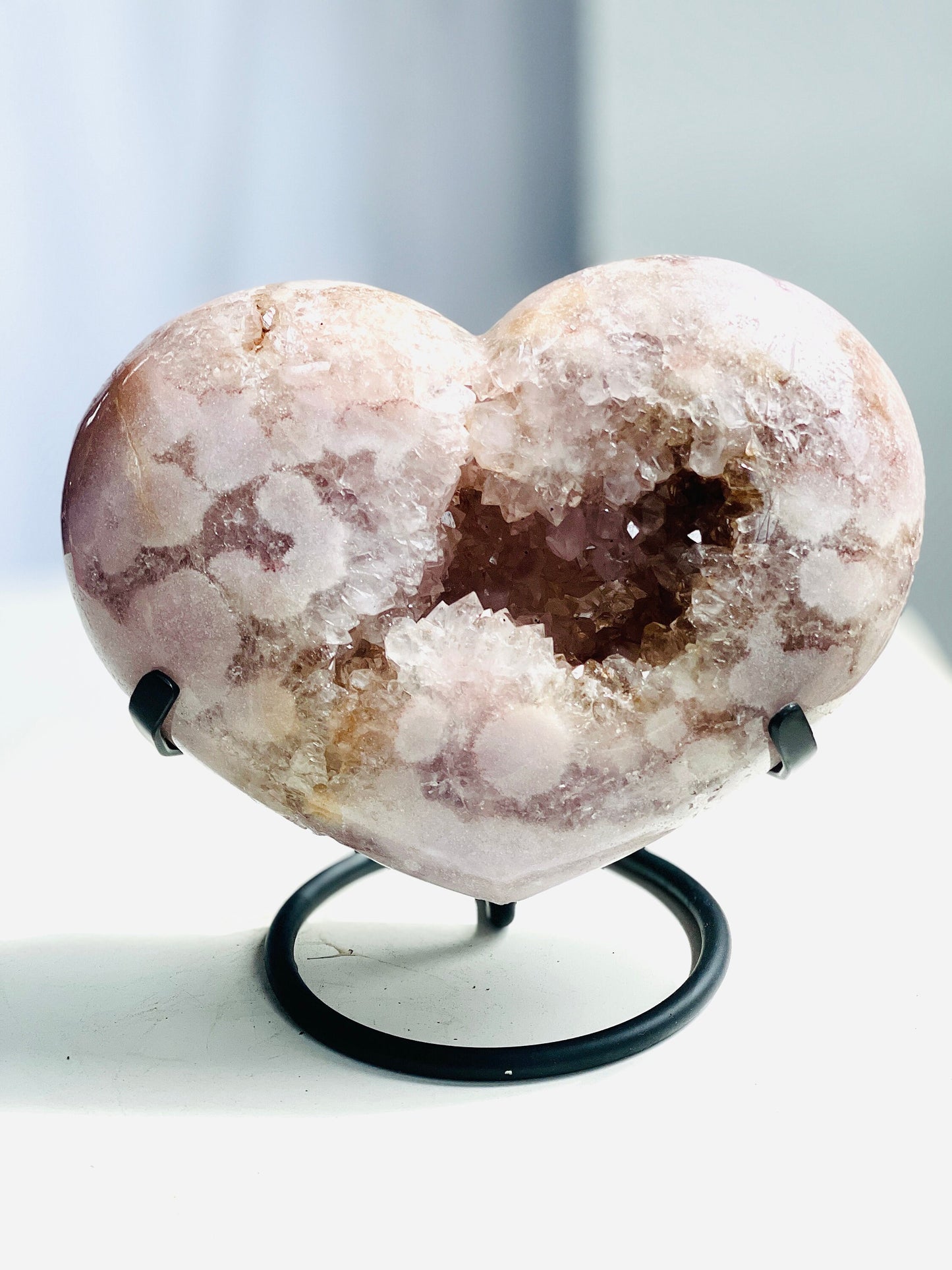 Pink Amethyst Heart, 3.5kg Large Pink Amethyst Druzy Heart on Metal Stand, Pink Amethyst Crystal Heart, Crystal Heart,Crystal Gift