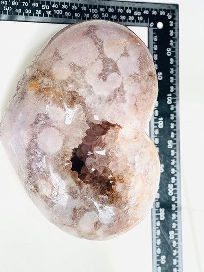 Pink Amethyst Heart, 3.5kg Large Pink Amethyst Druzy Heart on Metal Stand, Pink Amethyst Crystal Heart, Crystal Heart,Crystal Gift