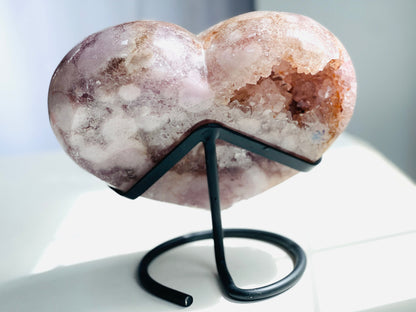 Pink Amethyst Heart, 3.5kg Large Pink Amethyst Druzy Heart on Metal Stand, Pink Amethyst Crystal Heart, Crystal Heart,Crystal Gift