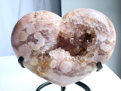 Pink Amethyst Heart, 3.5kg Large Pink Amethyst Druzy Heart on Metal Stand, Pink Amethyst Crystal Heart, Crystal Heart,Crystal Gift