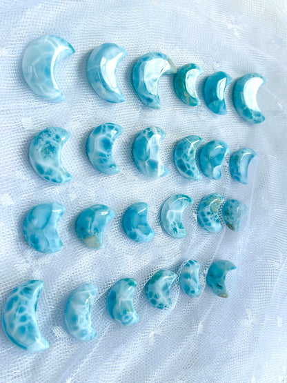 Larimar Crescent, AAA+ Grade Natural Larimar half Moon, 31-34mm Larimar Crescent, High Quality Larimar, Larimar Jewellery DIY, Crystal Gift