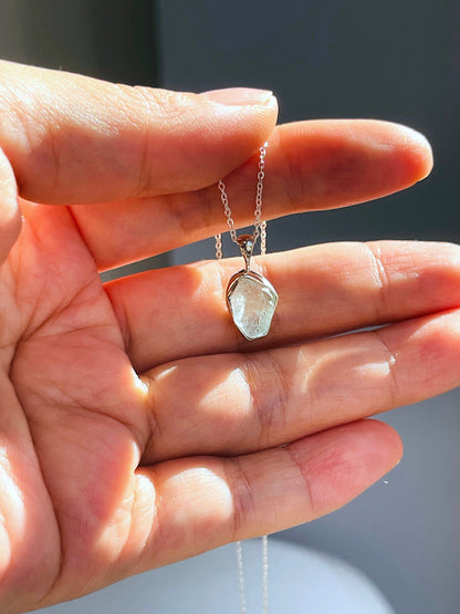 Aquamarine Pendant,Sterling Silver w/ chain