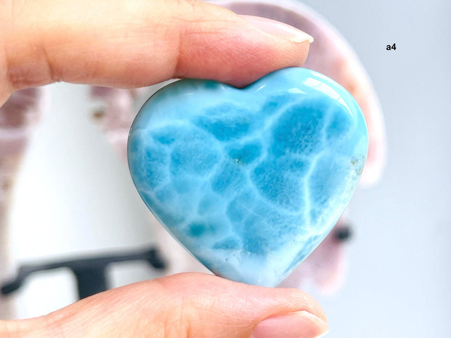 Larimar Heart, AAA+ Grade Natural Larimar Heart,  Large rare Larimar Heart, High Quality Larimar, Larimar Jewellery DIY, Crystal Gift -3