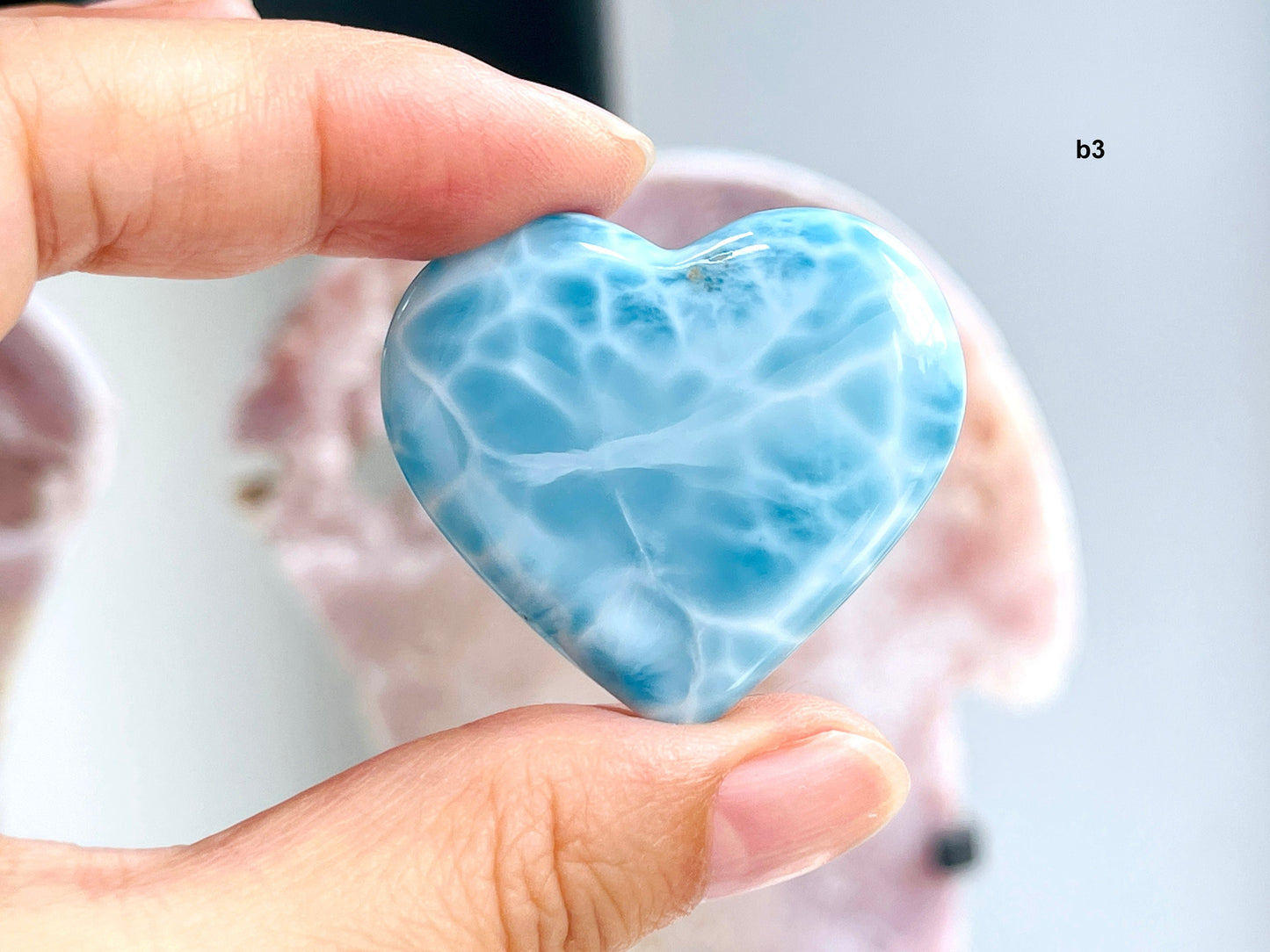 Larimar Heart, AAA+ Grade Natural Larimar Heart,  Large rare Larimar Heart, High Quality Larimar, Larimar Jewellery DIY, Crystal Gift -3