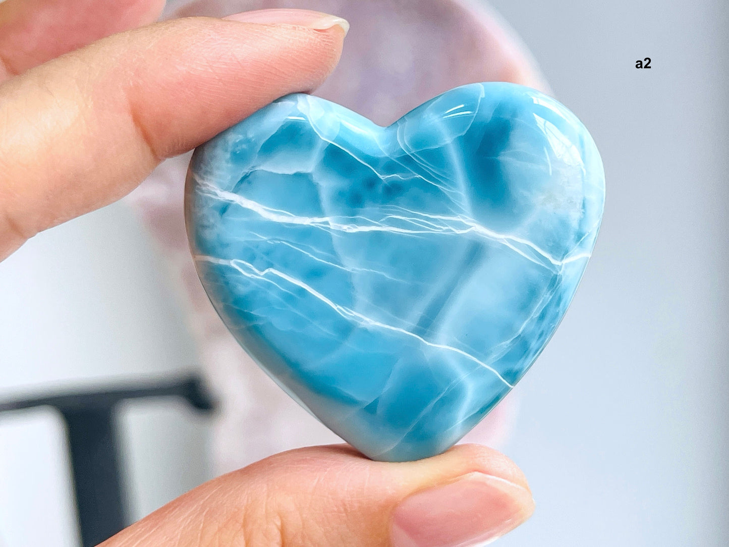 Larimar Heart, AAA+ Grade Natural Larimar Heart,  Large rare Larimar Heart, High Quality Larimar, Larimar Jewellery DIY, Crystal Gift -3