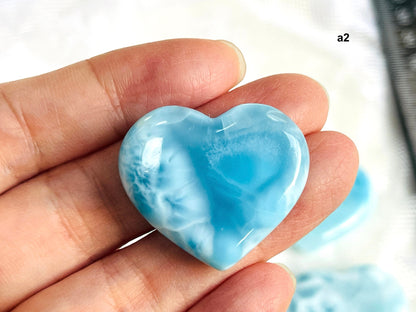 Larimar Heart, AAA Grade Natural Larimar Heart, High Quality Larimar, Larimar Jewellery DIY, Crystal Gift -4