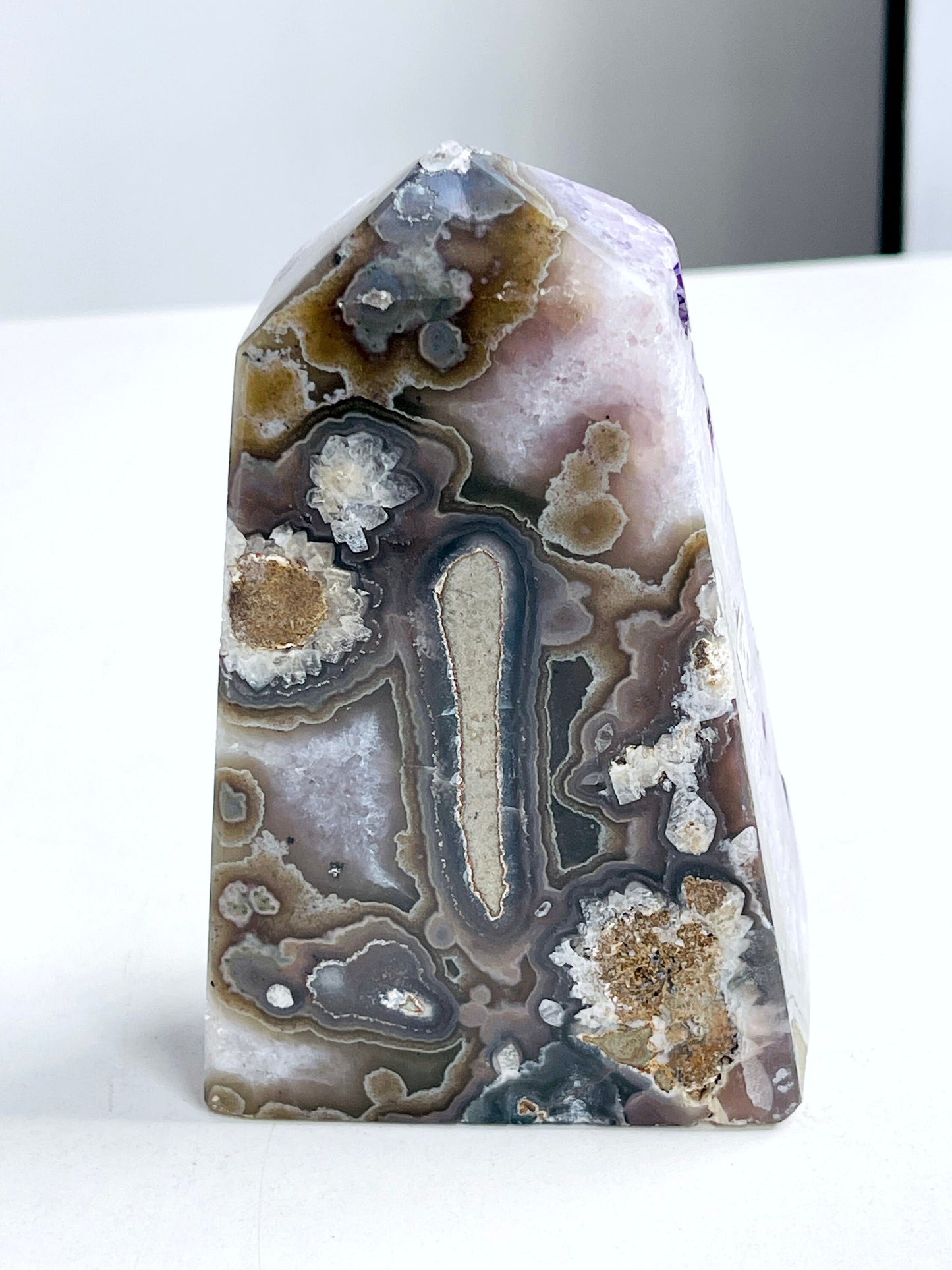 Agate with Amethyst Tower