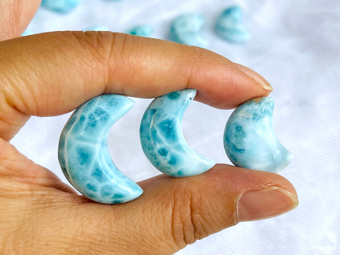 Larimar Crescent, AAA+ Grade Natural Larimar half Moon, 31-34mm Larimar Crescent, High Quality Larimar, Larimar Jewellery DIY, Crystal Gift