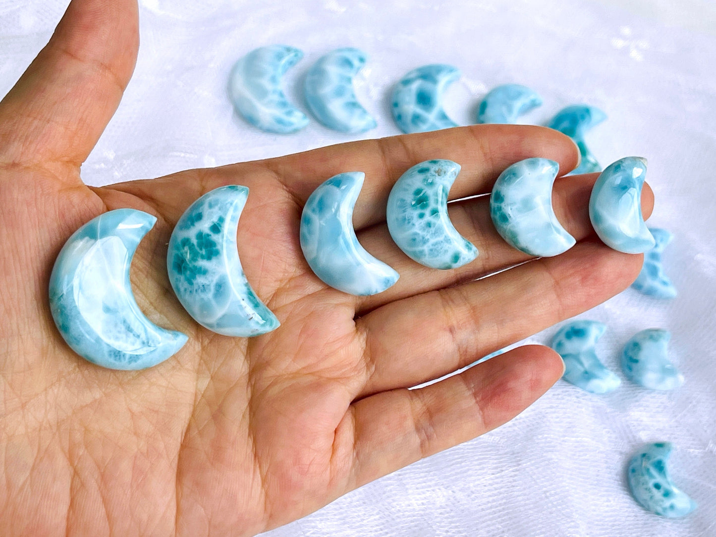 Larimar Crescent, AAA+ Grade Natural Larimar half Moon, 31-34mm Larimar Crescent, High Quality Larimar, Larimar Jewellery DIY, Crystal Gift