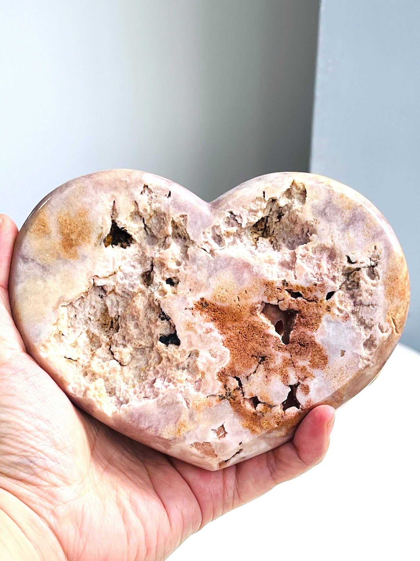 Pink Amethyst, Large Peachy Pink Amethyst Heart, Pink Amethyst Crystal Heart, Crystal Heart, Crystal Gift, Healing Crystal, Home decor